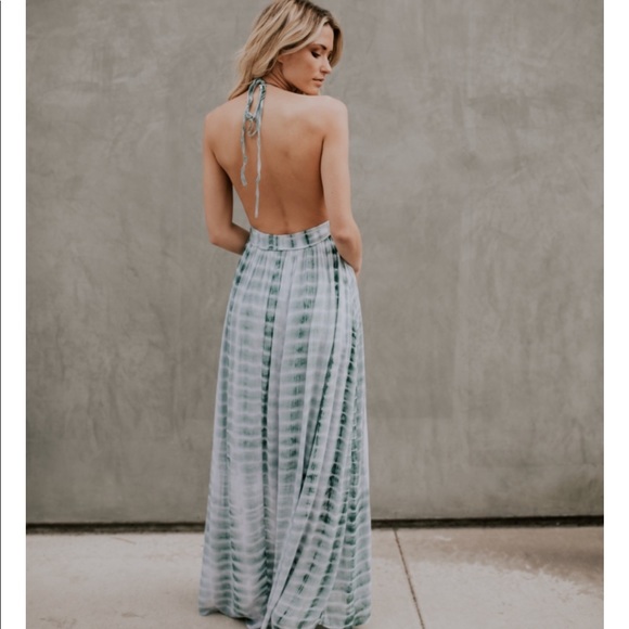 tie dye halter maxi dress